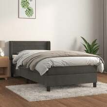 vidaXL Boxspringbett Mit Matratze, Dunkelgrau, 90x190 Cm, Samt - Grey - View 1