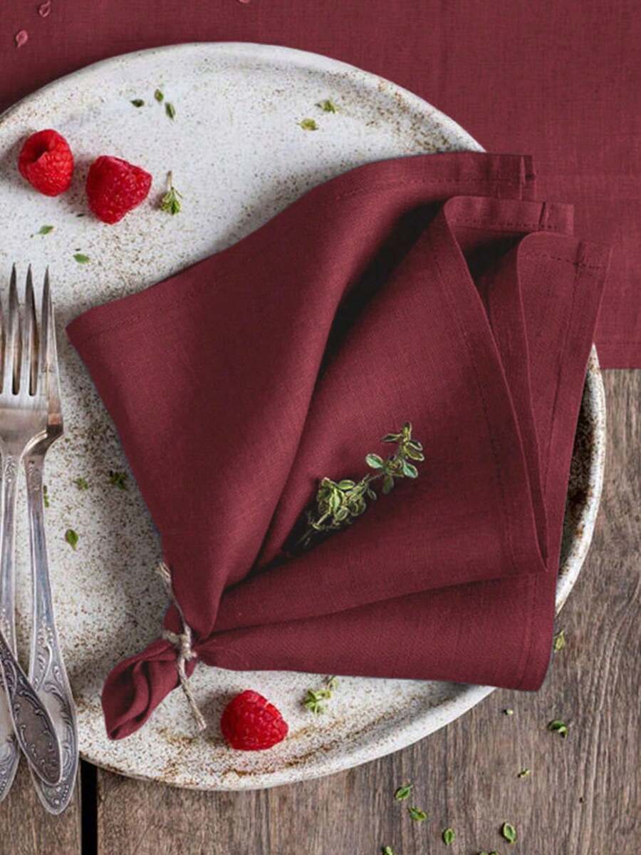 2/6/12pcs Modern Minimalist Thin Soft Absorbent Red Napkins, Suitable For Dining Room, Home, Party, Festival Decoration, Wrinkle-Resistant Square Cloth Napkins