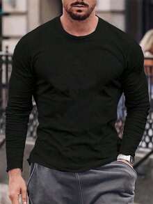 两件套加大码男士圆领长袖休闲T恤，易于搭配，送朋友的最佳礼物 - 彩色 - 查看 6