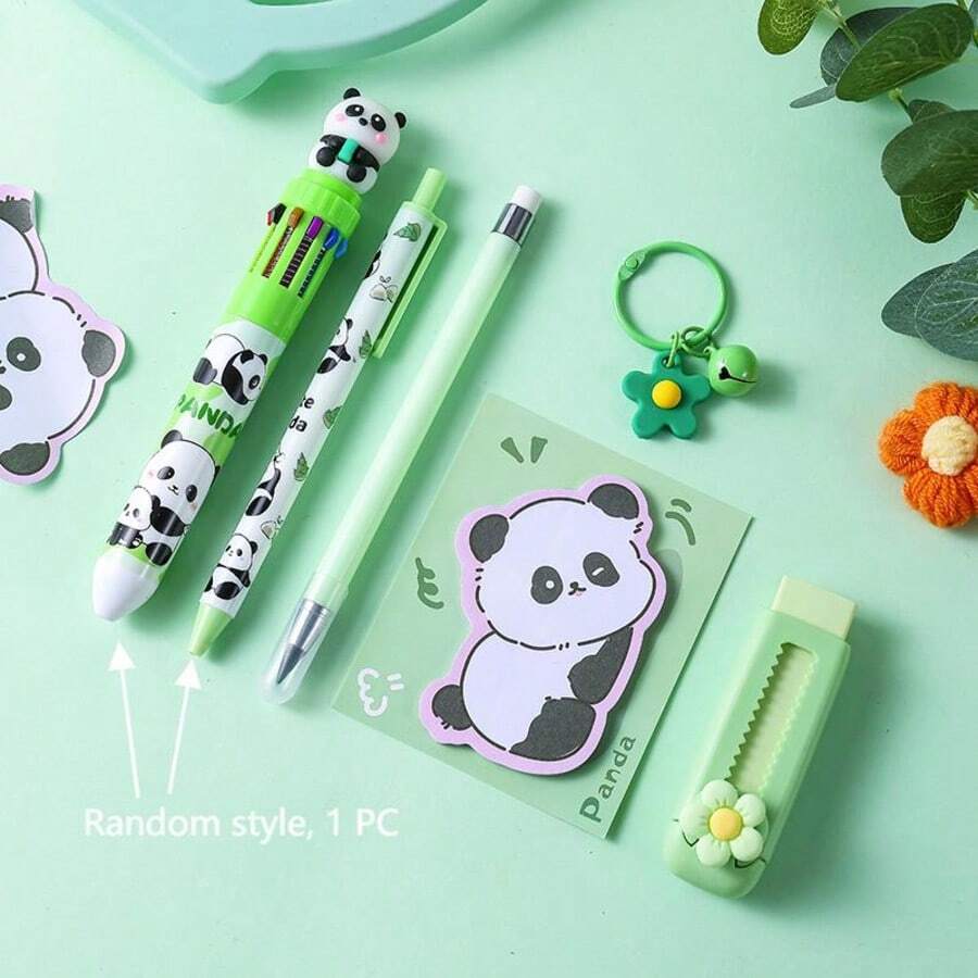 Panda Stationery Set 6 In 1 New Panda Series With 10 In 1 Click Ballpoint Pen Pendant Sticky Notes And More Perfect Pencil Set For School Office And Creative Projects