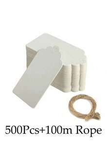 50/100/300/500个牛皮纸礼品标签，配黄色麻绳，空白价格标签，散装棕色标签，适用于婚礼、生日、节日和派对礼物、工艺品包装、DIY礼品装饰标签和悬挂装饰。 - 彩色 - 查看 55