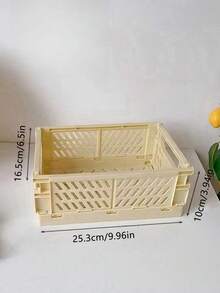 1pc Mini/Large Foldable Plastic Storage Basket, Desktop Collapsible Storage Box, Student Stationery Organizer Shelf, Small Item & Cosmetic Storage Basket, Stackable - Multicolor - View 16