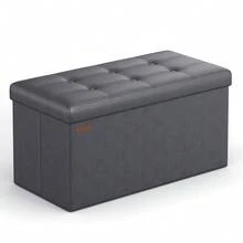 SONGMICS MAZIE Collection - Storage Ottoman Bench, 76 Cm Folding Foot Rest Stool, End Of Bed Bench, Easy Assembly, For Living Room, Bedroom, Entryway, Slate Grey - Grey - View 8