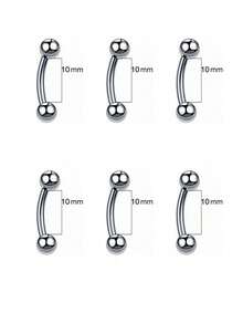 6件套极简圆形球形眉环、舌环、耳环、唇环，16G不锈钢材质，尺寸分别为6mm、8mm、10mm、12mm、14mm、16mm，适合日常佩戴。 - 鋼球 - 查看 17