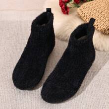 1 Pair Fashionable Fine Velvet Ankle Boots, Suitable For Commuting, Home, Office, And Outdoor Wear In Autumn/Winter - Black - View 10