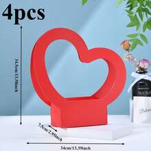 4个/1个心形礼品袋 - 优雅花束盒，开口设计，带提手，适用于婚礼、新娘送礼会、生日、周年纪念派对装饰 - 可搭配花束、回礼 - 派对用品（红色），婚礼礼品袋，节日氛围增强器，方便携带 - 彩色 - 查看 12