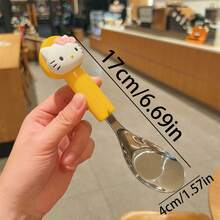 Sanrio 1支/4支装Hello Kitty 304不锈钢勺，可爱卡通手柄，握感舒适，适用于日常用餐、甜点/汤品、居家、野餐、家庭聚会、朋友聚会、生日礼物、派对餐具，材质厚实，兼具美观与实用性。