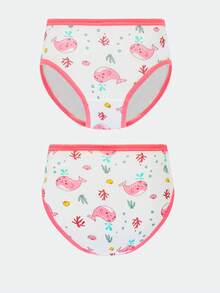 4pcs/Pack Girls/Toddlers Soft & Comfortable Cute Mermaid Princess Pattern Bikini Briefs