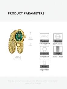 1 pieza Reloj de cuarzo de lujo vintage para mujer con diseño de cabeza de serpiente, de alta moda - Unitalla - Ver 7
