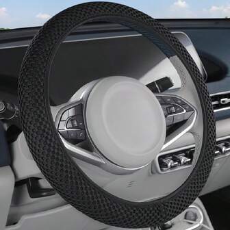 All-Season Elastic Car Steering Wheel Cover - 15 Inch, Breathable Ice Silky Fabric, Non-Slip Odorless Car Interior Accessory