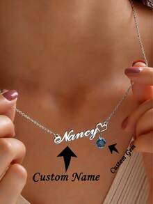 1件装姓名项链 个性化姓名吊坠 定制珠宝 送给女性 妈妈 妻子 少女 伴娘 生日礼物 圣诞礼物 - 彩色 - 查看 6