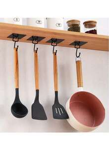 重型墙钩，自粘式挂钩，多用途衣帽毛巾钥匙收纳挂钩，防水衣架挂钩，适用于浴室、卫生间、厨房及其他家居场所 - 黑色 - 查看 7