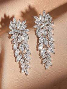Rakol 1 Pair Of Elegant Cubic Zirconia Wrapped Leaf Design Earrings, Suitable Weddings And Giving - Style 1 - View 6