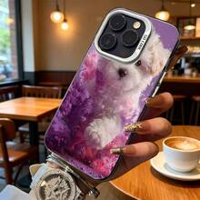Funda de Teléfono Impresión de Perro Galaxia Púrpura Rosa Para iPhone 14 13 12 11 Pro Max Y  S23 S22 S21 S20 Opción de Regalo Ideal Para Todas las Temporadas - Negro - Ver 6