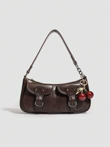 时尚复古休闲百搭日常女士单肩包 - 咖啡 - 查看 2