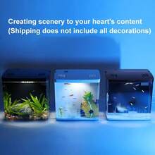 Small Fish Tank Plastic Clear Micro Landscape Desktop Aquarium For Goldfish UK - White - View 8