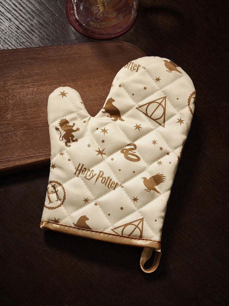 HARRY POTTER X SHEIN 1 Pc Animal & Letter Print Heat Resistant Glove, Gifts, Back To School - Apricot - View 1