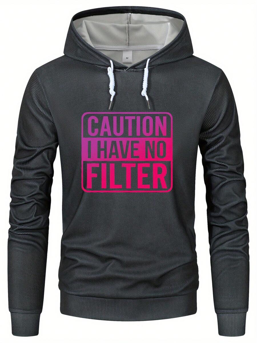 Sudadera con capucha de gofre fresca para hombres, sudadera informal para primavera, invierno y otoño, streetwear, sudadera de manga larga como regalo - Negro - Ver 1