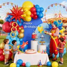 102pcs Colorful Carnival - Red, Blue, Yellow Balloon Garland, Suitable For Children's Birthday Party, Amusement Park Theme Events Decoration - Multicolor - View 5