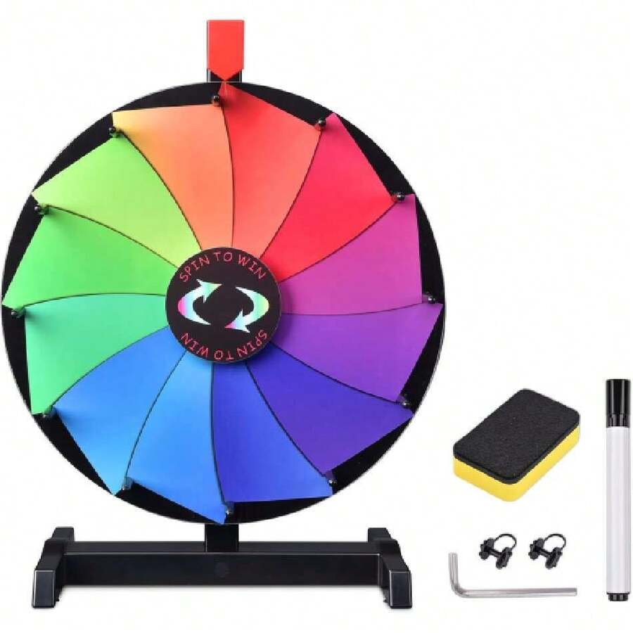 15 Inch Heavy Duty Prize Wheel - 12 Slots Tabletop Roulette Wheel With Dry Erase Marker - Carnival Games Spinner For Trade Shows, Parties And Outdoor Events,31254293 - Royal Blue - View 1