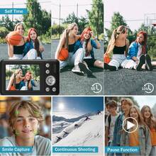 [Instant Print Digital Camera] 3-In-1 Digital Camera With Instant 1-Second Photo Printing | 2.8" 1080P FHD Screen, 16X Zoom & CCD Sensor - Portable MP3 Player & Puzzle Games, Includes SD Card/USB Cable/Lanyard - Black - Q8 - View 7
