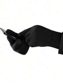 2 Pairs Black Full Finger Knitted Touchscreen Gloves With Warm Thermal Lined, For Cycling, Christmas Accessories, Winter