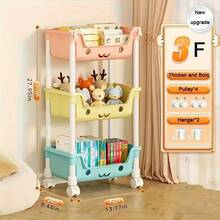 Multi Layer Storage Rack, Storage Vehicle, Non Electric, Wheeled Mobile Storage Rack, Room Deocr, Suitable For Living Room, Bedroom, Dormitory Book Storage Shelves, Bedside Carts, Book Carts, Roller Carts, Baby Stroller Storage Boxes, Kitchen Storage Boxes, Diaper Carts, Bathroom Storage Boxes, Christmas Gifts - 3 lớp màu macaron - Xem 12