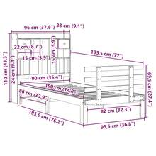 vidaXL Massivholzbett mit Regal ohne Matratze 90x190 cm Kiefer - Braun - Übersicht 12