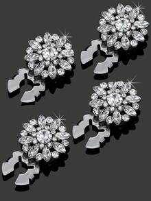 1/2/4pcs Luxulry Rhinestone Pearl Round Cufflinks For Women Shirt Button Covers Fashion Jewelry Decoration Clothes Accessories - Multicolor - View 11