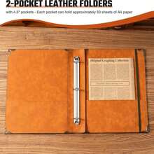 Ovesmusl Leather 3 Ring Binder Fits 85"X11" Letter Size Paper, 1 Inch Round Ring Binder Holds 200 Sheets, Notebook Cover Loose Leaf Organizer, Green Tree - MàuA - Xem 3