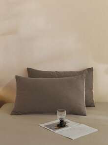 1 件巧克力棕色和卡其色枕套，可洗 - 咖啡棕 - 查看 2