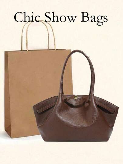 New Solid Color Retro High-End Leather Women's Fashion Shoulder Bag, Crossbody Handbag, Multi-Functional Special Edition, Exquisite And Elegant, Large Capacity, Durable, Lightweight, Versatile For Shopping, Work, Travel, Business, Cosmetic Storage Tote Bag