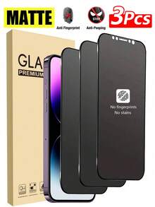3pcs Matte Ceramic Privacy Screen Protector, Full Coverage, Protects Privacy, Anti-Scratch, Compatible With X/XR/11/12/13/14/15/16/17/17 Air/17 Pro/17 Pro Max Series - Black - View 32