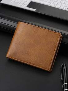1pc Men's Short Wallet, Men's Wallet, Men's Card Holder, Horizontal Wallet, Men's Leather Wallet, Vintage Wallet, Fashion Vintage Multi-Function Zipper Wallet, Minimalist Style, Men's Gift - Multicolor - View 12
