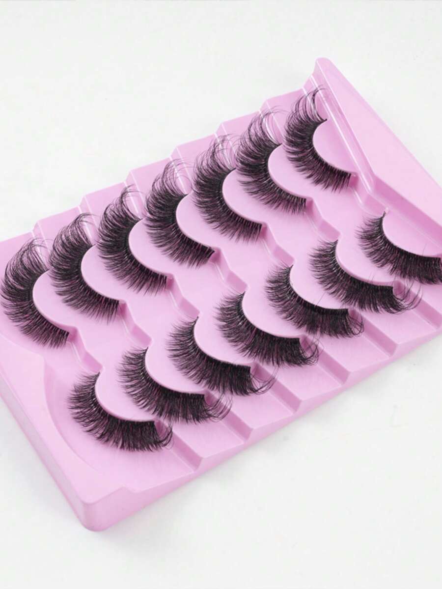 7 Pairs Fox Eye Eyelashes Manga Lashes End Eye Elongated Eyelashes Fluffy Eyelashes Faux Mink Eyelashes Cat Eye Eyelashes Natural Full False Eyelashes Volumized Eyelash Extension Travel Essentials Makeup Tools - Cat Eye Lashes - View 1