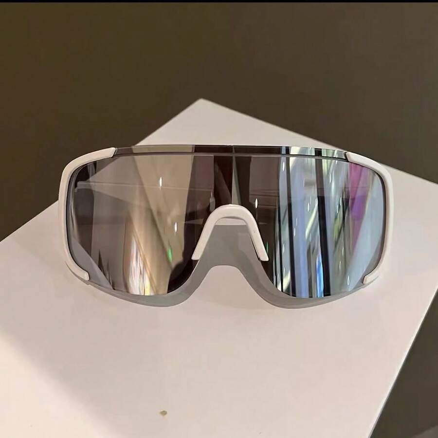 New Sunshade PC Lens Sunshade New Hip Hop Y2K Oversized Fashion Glasses Women Men Versatile Fashion Casual Glasses Suitable For Women For Parties Performances Daily Wear Glasses - 白框灰鏡片 - 查看 1