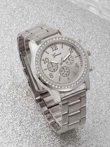 2pcs/4pcs Couple Watches Set, Men's Business Calendar Quartz Wrist Watch, Fashion Crystal Quartz Watch & Bracelet Suit, Suitable For Daily Wear, Back To School, Graduation, Thanksgiving, Couples, Best Gift. No Watch Box Included. - A - View 7