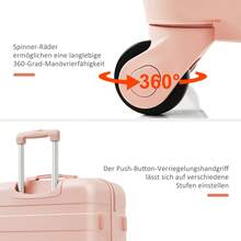 Luggage Set, L-XL Set, ABS Hard Shell Suitcase, Durable Luggage Set, Suitcase With Spinner Wheels And Lock, With Travel Organizer, Gray Green - Pink + ABS - View 6