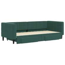 vidaXL Ausziehbares Tagesbett Mit Schubladen, Dunkelgrün, 90x200 Cm, Samt - Verde - Visualizzare 3