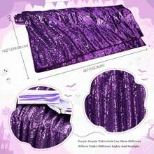 QueenDream - Mantel de Lentejuelas de 60 x 102 Pulgadas, Mantel de Lentejuelas para Boda, cumpleaños, decoración de Baby Shower, Color Azul(152.4 x 259.1 cm (Rectangular) Morado) - Multicolor - Ver 4