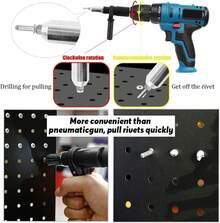 Pop Rivet Gun Tool, Professional Cordless Riveter Adapter Kit Riveter Nut Tool Drill Attachment For Cordless Electric Power Drill (4 Threaded Head Sizes: 2.4/3.2/4.0/4.8mm) - Black - View 9