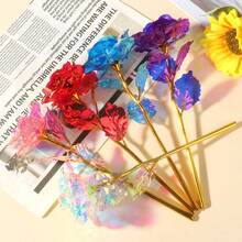 5支装，金箔玫瑰，永生花，人造永生玫瑰，浪漫永恒玫瑰，情人节生日礼物，母亲节礼物，家居装饰