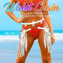 Asooll Punk Leather Wom Belts Tassel Fashion Waist Belts Nightclub Party Rave Accessories Belts For Wom And Girls - 如圖 - 查看 4