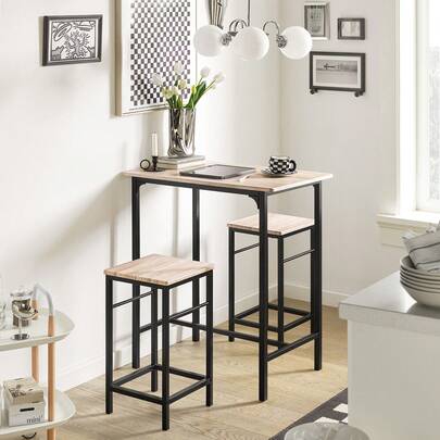 SoBuy OGT10-PF, Bar Set-1 Bar Table And 2 Stools, Home Kitchen Breakfast Bar Set Furniture Dining Set