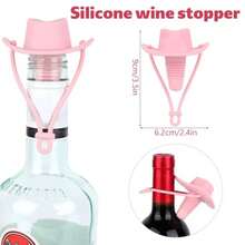 Cowboy Hat Wine Stopper Funny Silicone Wine Sealer Decorative Topper Champagne Cork Cover Cap Kitchen Gadget For Home Bar Pink - Pink - View 2