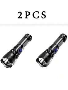 1pc Strong Light ABS Flashlight,Rechargeable Portable Usb Charging And Power Display Life Waterproof Long Distance Flashlight For Camping, Running, Fishing, Hiking, Reading, Outdoor Sports, Camping Accessories - Black - View 14