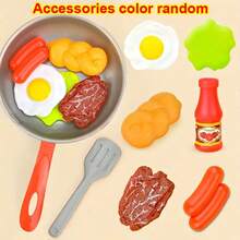 8pcs Pan & Food Play Cooking Toy Set, Kitchen Playset, Preschool Learning Educational Toys, Birthday Gift For Boys And Girls