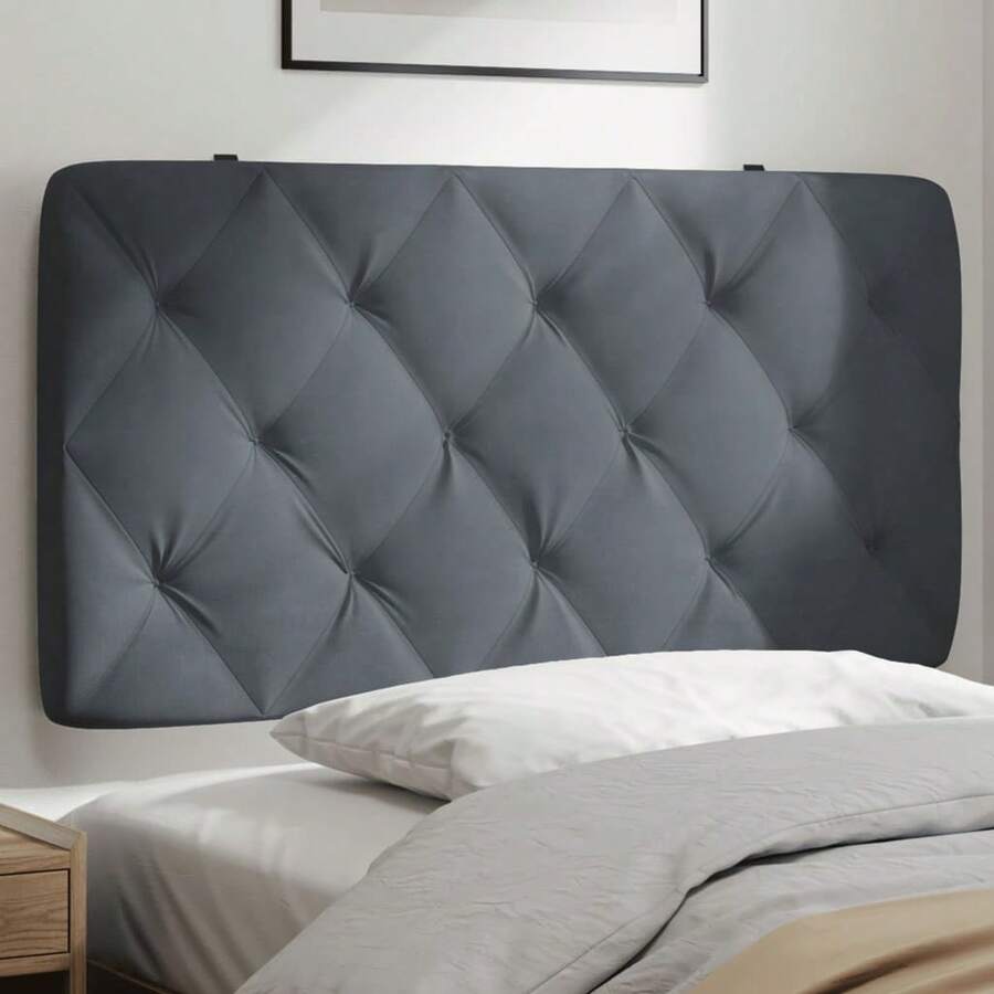 vidaXL Cuscino testata letto in velluto grigio scuro da 100 cm - Grigio - Visualizzare 1