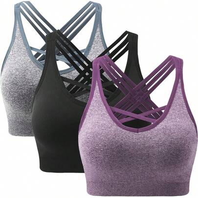 ANGOOL Racerback - Sujetadores deportivos para mujer - Sujetador de yoga inalámbrico de apoyo medio para correr, gimnasio y fitness