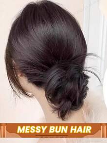 Human Hair Chignon Bun Ponytail Extension For Women Soft Straight Hairpieces With Easy-To-Wear Scrunchies